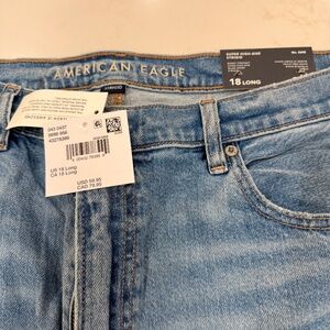 American Eagle Super High Rise Baggy Straight Jeans 18 Long Light Wash NWT